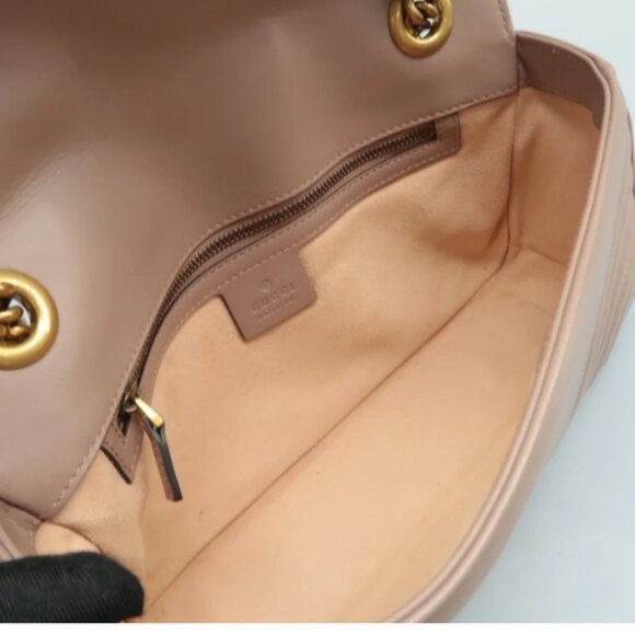 100% Authentic GUCCI GG Marmont Brown Leather Shoulder Bag - Picture 10 of 12